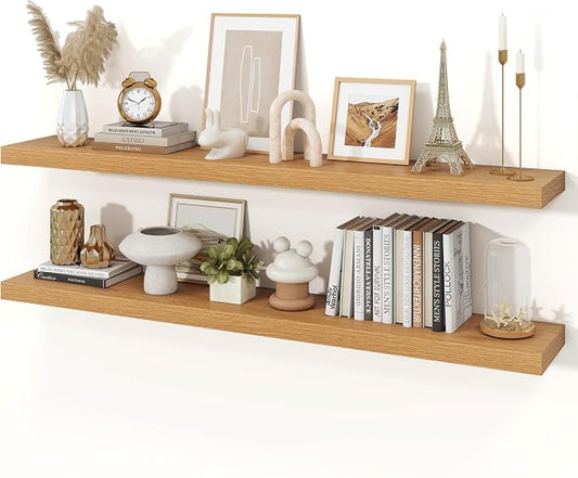 Floating Shelves for Wall, 9.3" Deep Wall Mounted Wood Shelves for Bathroom by Unknown