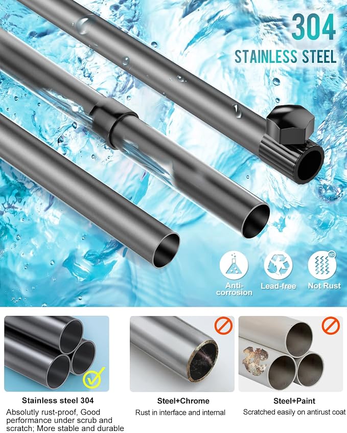 ADOVEL 4 Layer Corner Shower Caddy, Stainless Steel Constant Tension Pole - Image 3