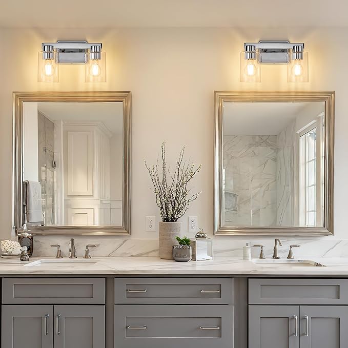2-Light Bathroom Light Fixtures Modern Chrome Vanity Lights - Image 7
