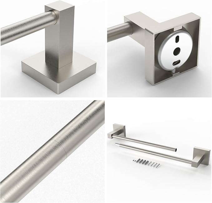 Ruacq Brushed Grey 21 Inch Single Towel Bar Square Bath Towel Holders Bathroom - Image 5