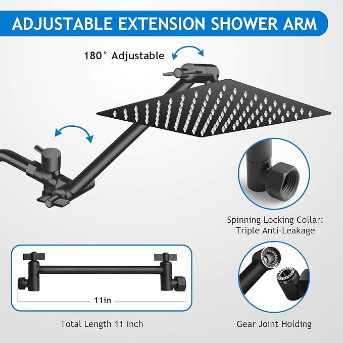 Shower Head Combo, 10 Inch High Pressure Rain Shower Head - Image 5