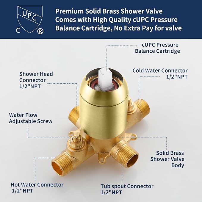 Shower Tub Kit Tub Shower Faucet Combo Set Bathtub Faucet Set Shower System - Image 5