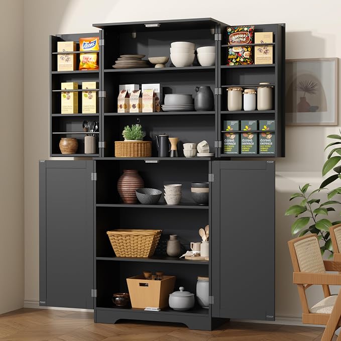 Rattan 72" Tall Kitchen Pantry Cabinet - Image 3