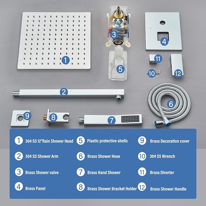 Shower Faucet Polished Chrome Shower System - Image 8