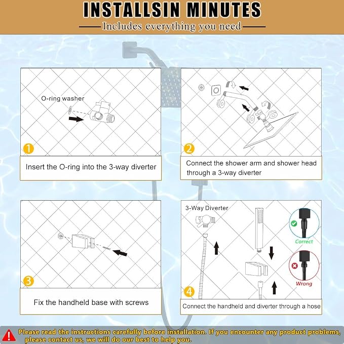 8 Inch Rainfall Shower Head and Handheld Spray Combo - Image 5