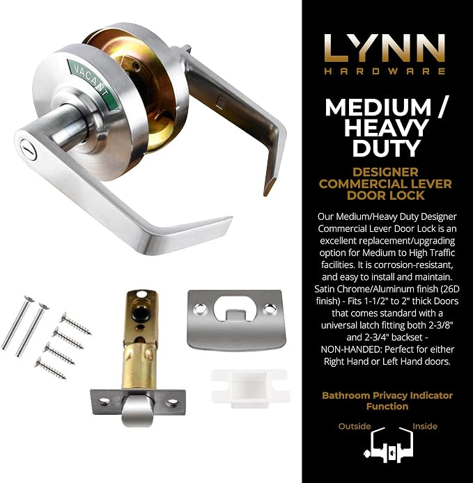 LYNN HARDWARE Medium/Heavy Duty Designer Commercial Lever Door Lock - Image 2