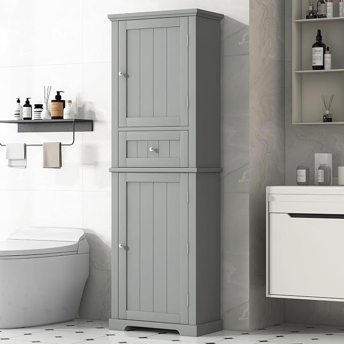 GERRIT 67.3" Tall Linen Cabinet, Modern Freestanding - Image 7