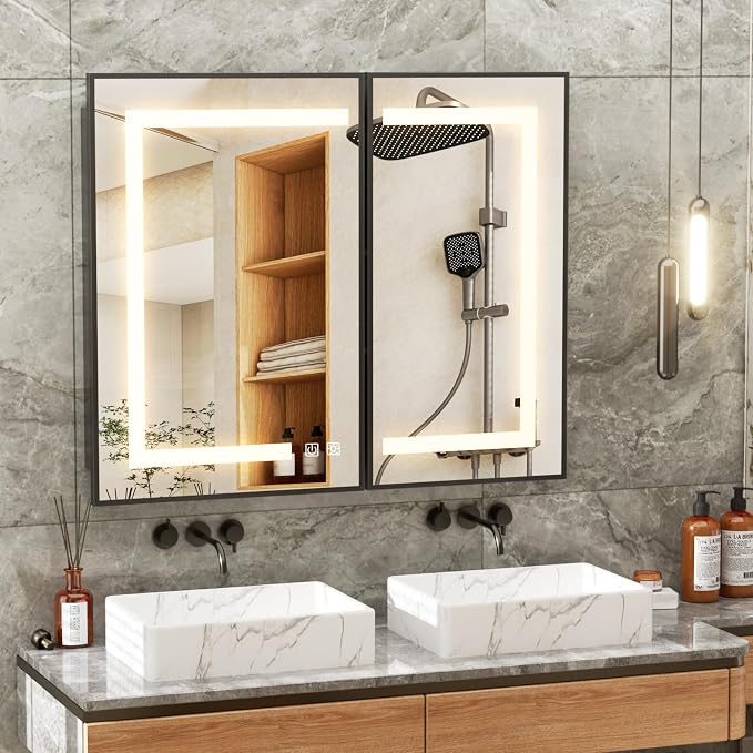 APRILSOUL 36X30 Inch Black Bathroom Medicine Cabinet - Image 7