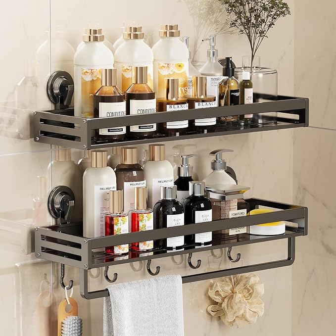Shower Caddy Suction Cup, 11.8 inch 2 Pack Suction Shower Shelf by CIBOTIES