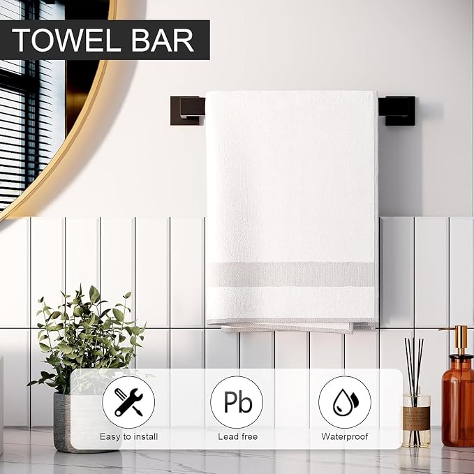 16 in Matte Black Bathroom Accessories Set, Bath Towel Bar Set, Stainless Steel - Image 6