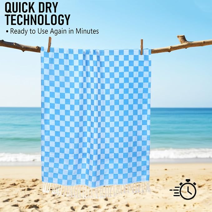 4 Pack Cotton Turkish Beach Towel Lightweight Thin Travel Vacation Essentials - Image 6
