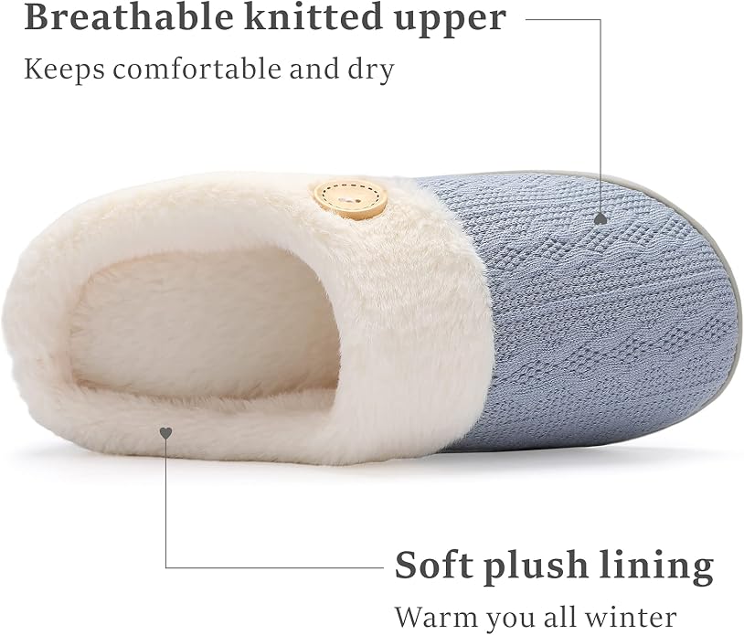 Chantomoo Womens Slipper Warm Comfy Memory Foam House Slippers Knitted Shoes - Image 3