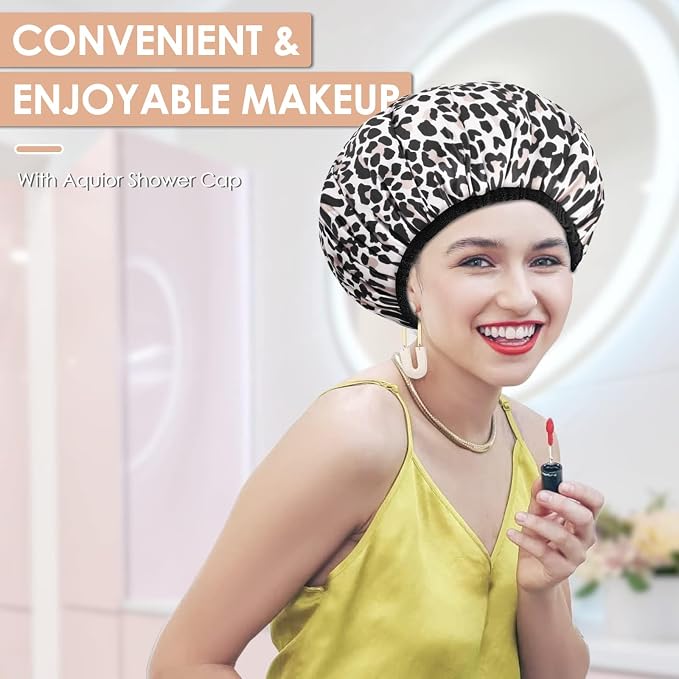 Aquior Shower Cap, Extra Large Triple Layer Bathing Cap - Image 5