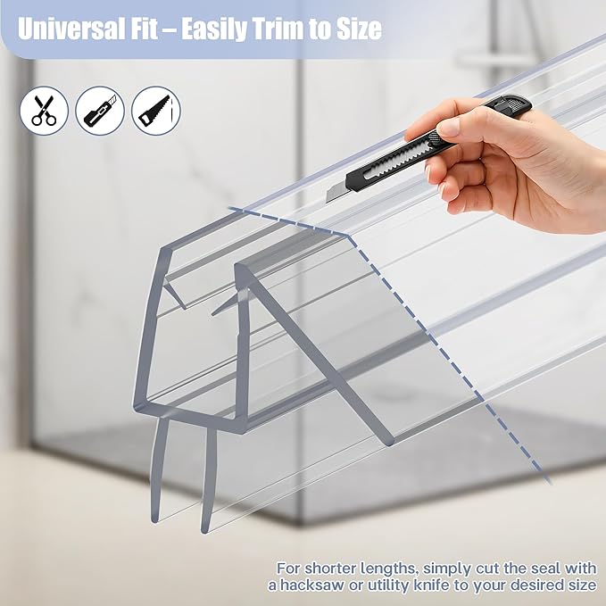 2-Pack Shower Door Bottom Seal, Ultra Clear Shower Door Seal Dtrip, Stop Shower - Image 5