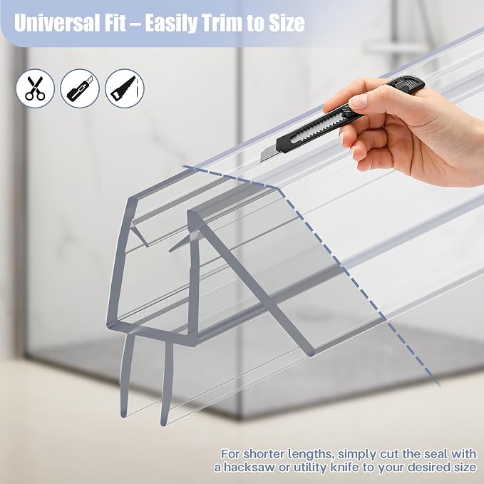 2-Pack Shower Door Bottom Seal, Ultra Clear Glass Shower Door Seal Strip - Image 5