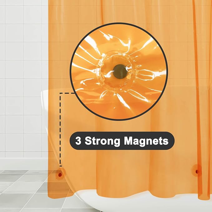Barossa Design Clear Orange Stall Shower Curtain Liner 36" W x 72" H - Image 3