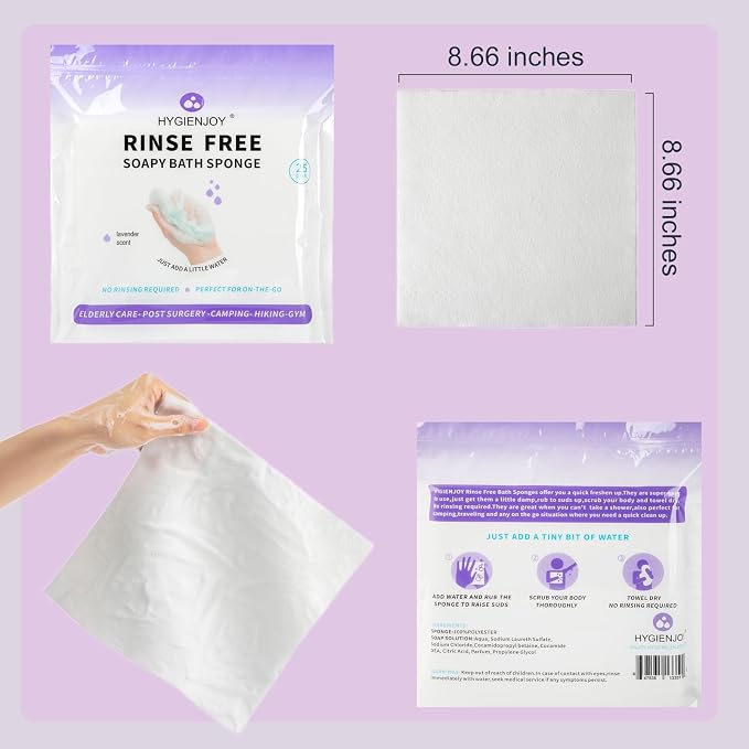 HYGIENJOY-21% Larger Rinse Free Bath Sponges - Image 5