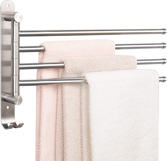 NearMoon Swivel Towel Rack, 13.8" Thicken 304 Stainless Steel 4-Arm Towel Bar by NearMoon