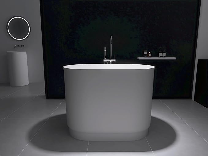 39" Japanese Soaking Bathtub, Freestanding Solid Surface Resin Stone Bathtub by Tubcraft