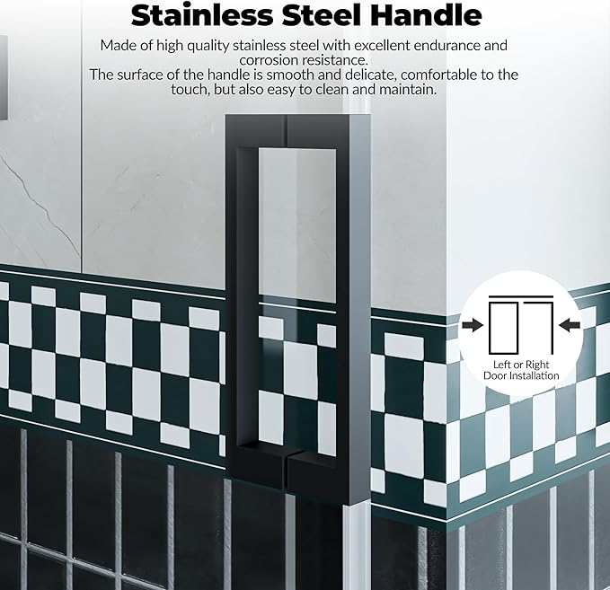 Frameless Shower Door, Adjustable 56"-60" Width x 76" Height, Features 6mm SGCC - Image 6