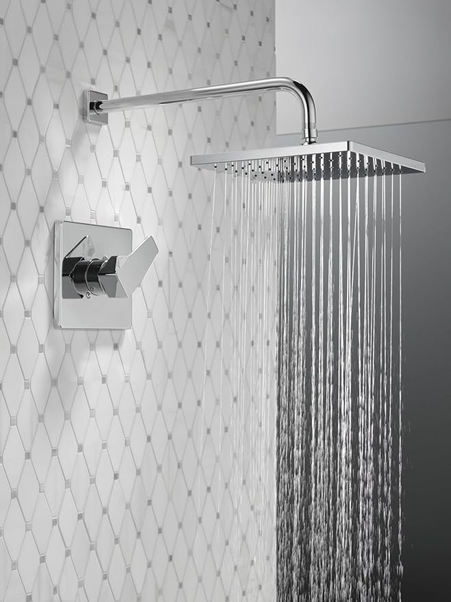 Delta Modern 14 Series Square Rain Shower Faucet Set, Brushed Nickel Shower - Image 6