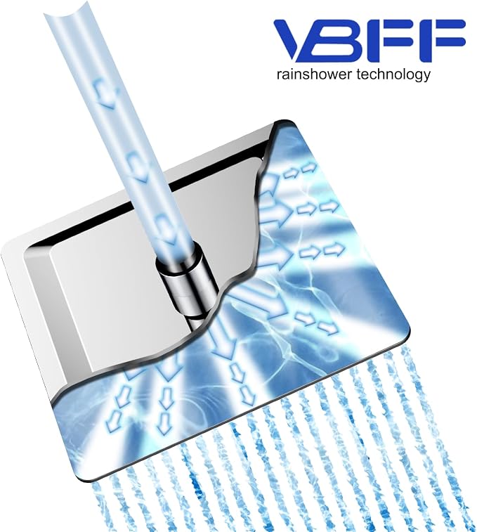VBFF-Shower Head, rain shower head, 10 inch- Square Shower Head, 1.8 GPM Flow - Image 3