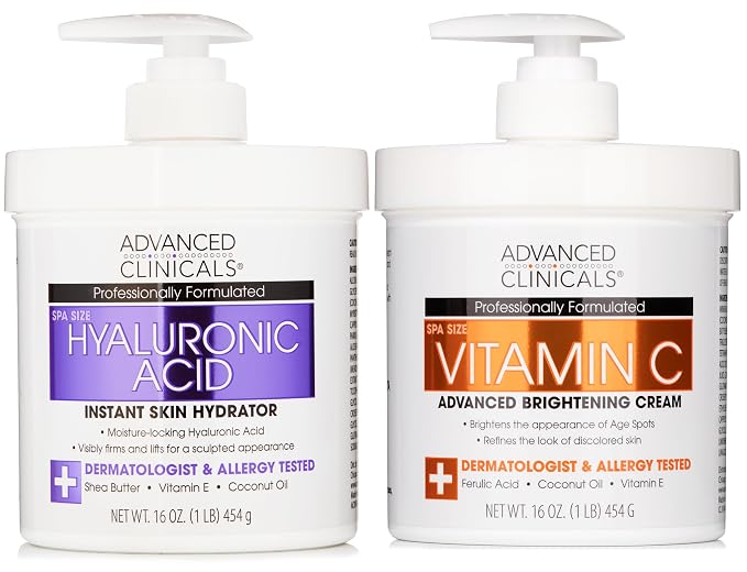 Advanced Clinicals Hyaluronic Acid Moisturzier + Brightening Vitamin C Cream by AdvancedClinicals