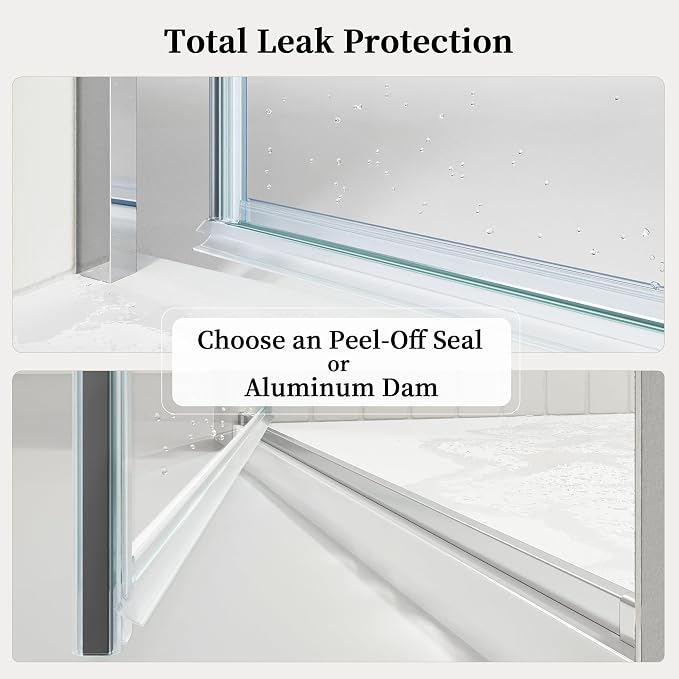 23.6-23.8" x 72" Frameless Hinged Shower Door, Single Swing Shower Panel - Image 6
