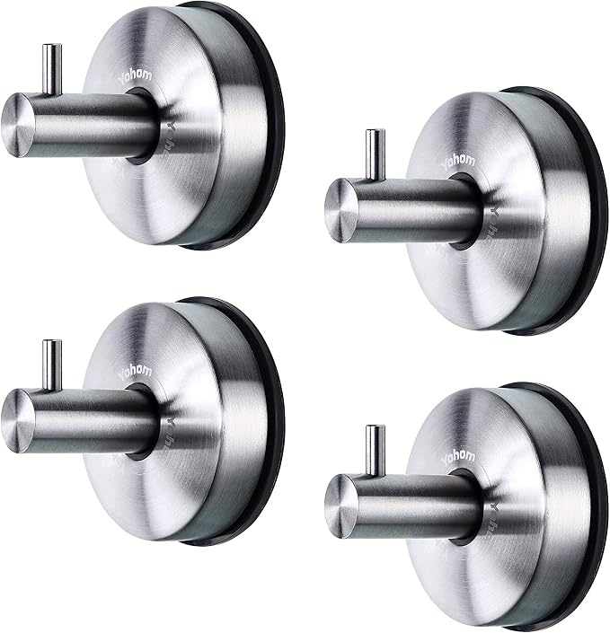 YOHOM Vacuum Suction Cup Hooks Shower Towel Holder Bathroom Shower Hook Brushed by Yohom