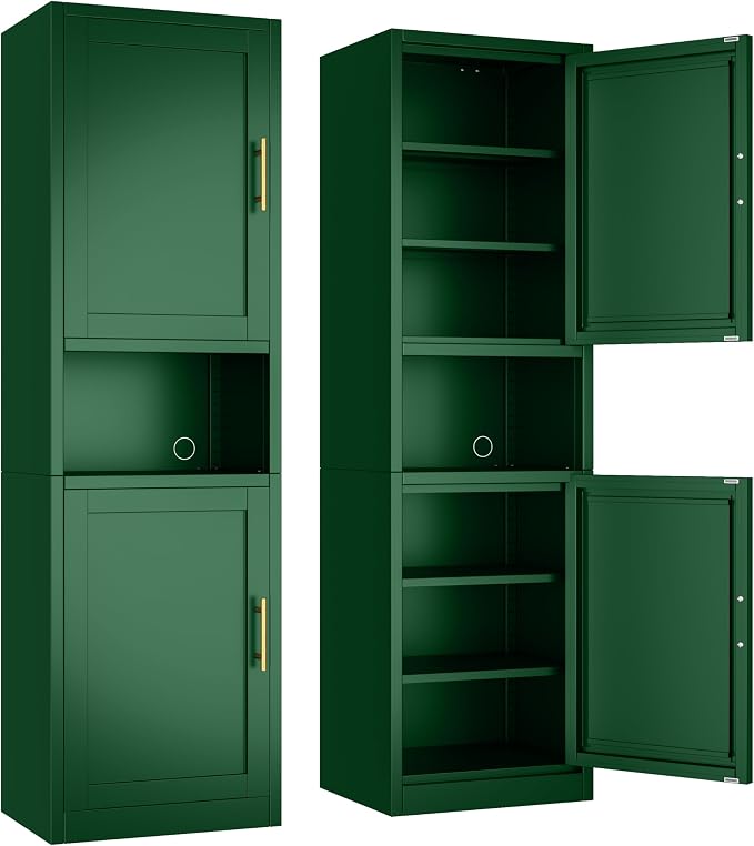 Tall Narrow Storage Cabinet 66.93" H Tall Bathroom Cabinet Metal Pantry Cabinets by Ckzbx