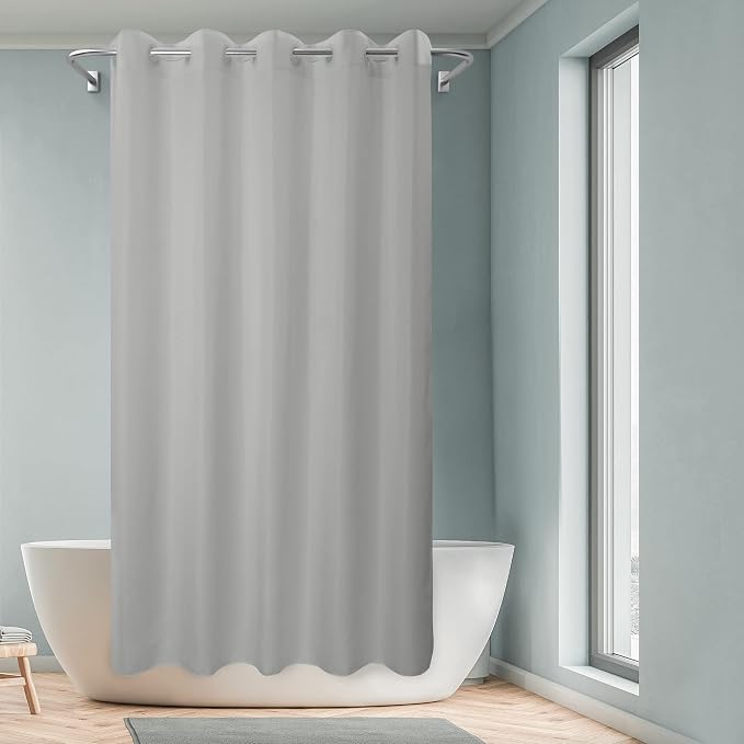 River Dream Extra Long No Hook Grey Shower Curtain or Liner Soft Microfiber - Image 7