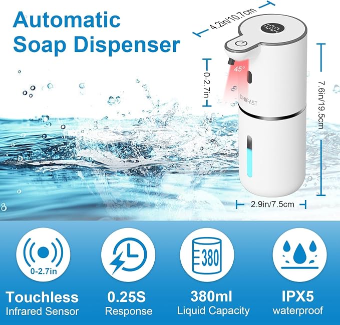 Automatic Liquid Soap Dispenser Touchless, USB Rechargeable Smart Hand Soap - Image 2