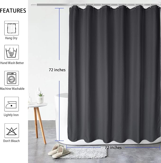 AooHome Waffle Weave Patttern Polyester Shower Curtain - Image 3