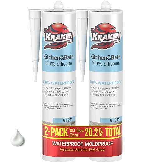 Kraken Bond Premium Kitchen and Bathroom Silicone Caulk White by KRAKENBOND