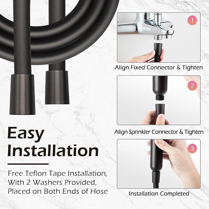 Shower Hose, Ultra-Soft Silicone Shower Hose Extension, Anti-Kink Designed - Image 7