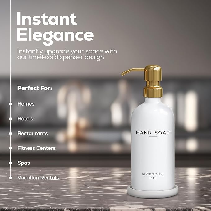 Luxury Glass Hand Soap Dispenser Bathroom Set by Brighter Barns - Image 2