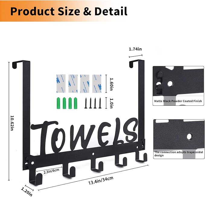 Over The Door Hook, Towel Holder Towel Hook - Image 4