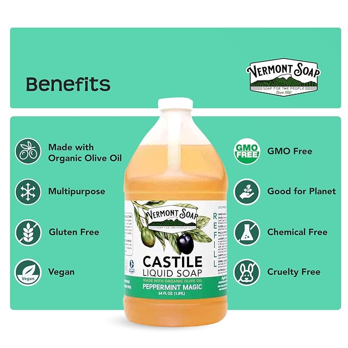 Vermont Castile Soap Peppermint, Gentle Liquid Soap - Image 6