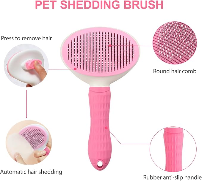 6PCS Pink Dog Washing Kit with Dog Brush, Shampoo Brush, Bath Scrubber - Image 2
