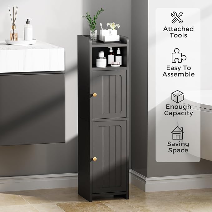 BEWISHOME Small Bathroom Cabinet, Bathroom Storage Cabinet - Image 3
