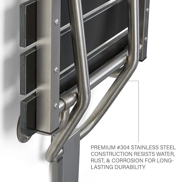 28-inch x 15-inch ADA Folding Wall Mount Bathroom Shower Seat Bench - Image 8