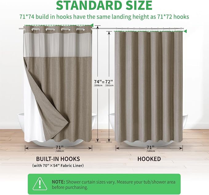 No Hooks Needed Linen Textured Shower Curtain - Image 7