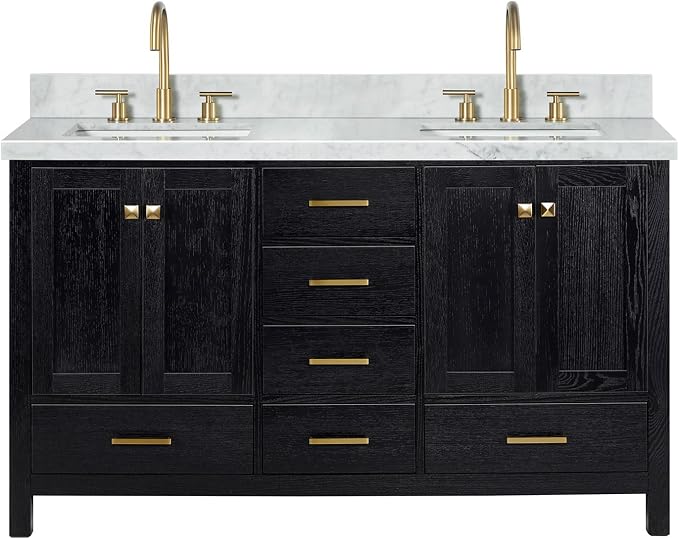 ARIEL Cambridge 61 Inch Double Rectangular Sink Bathroom Vanity - Image 12