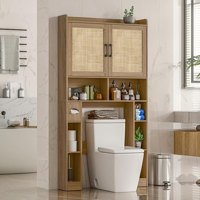 Over The Toilet Storage Cabinet, Farmhouse Toilet Cabinet Rack - Image 6