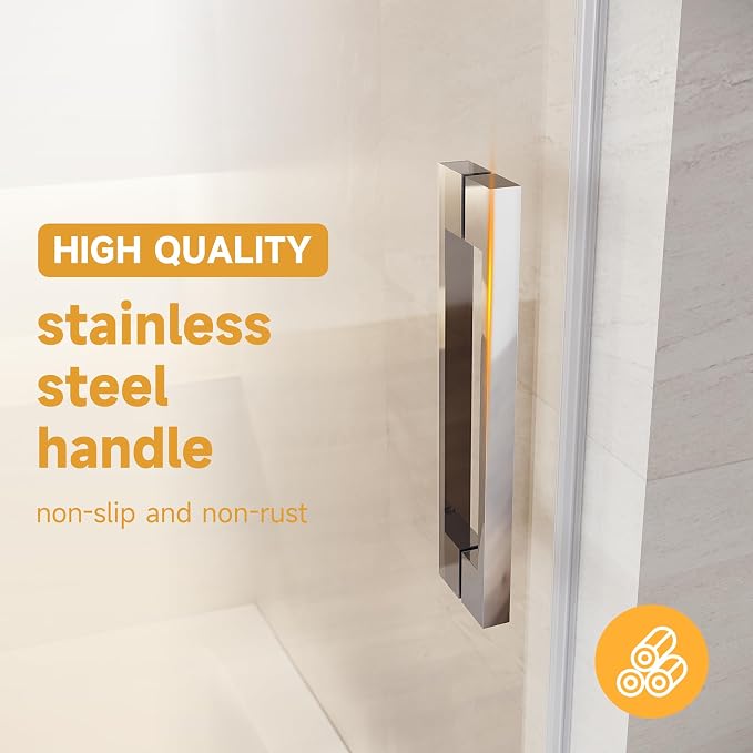 Frameless Sliding Shower Door, Sliver Finish - Image 6