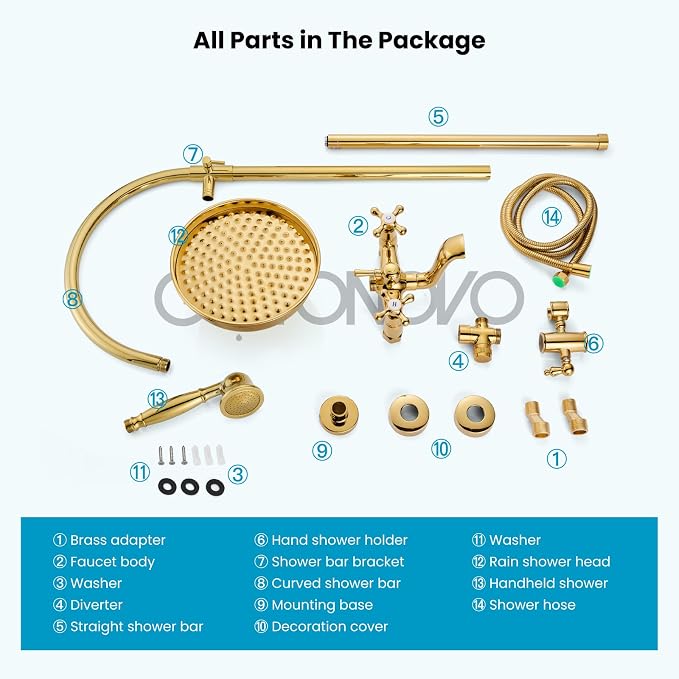gotonovo Exposed Bathroom Shower System Classic Shower Kit 8 Inch Luxurious - Image 9