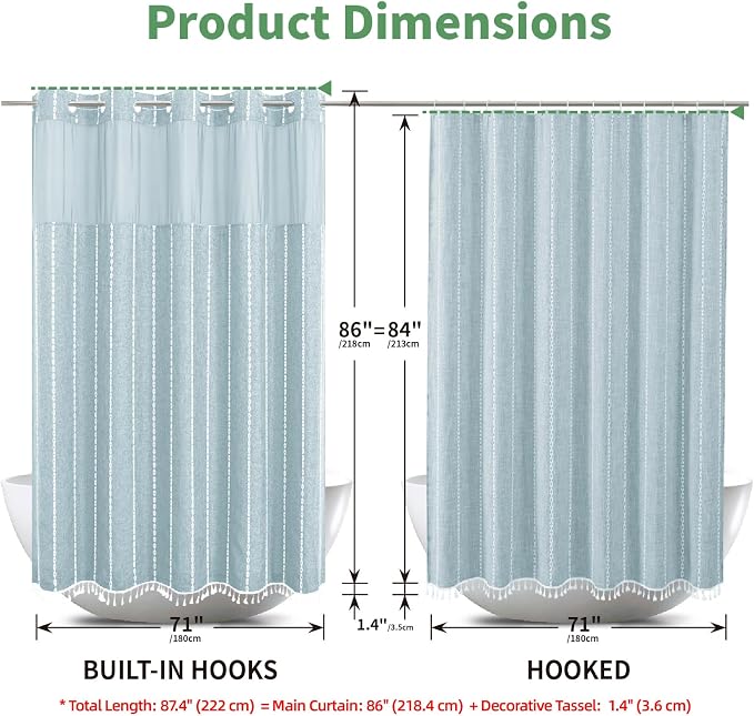 No Hook Extra Long Shower Curtain Set - Image 7