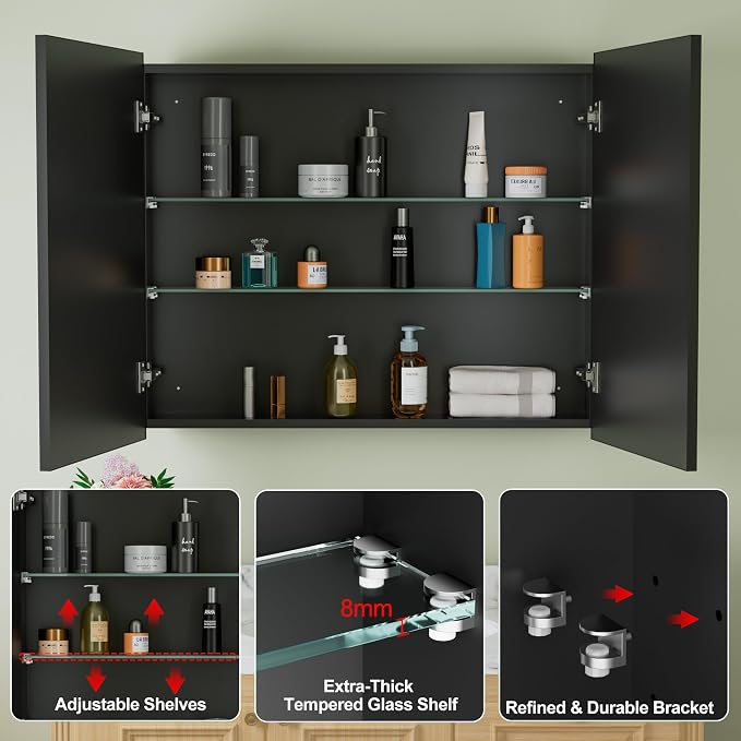 Buruis 36" x 30" Framed Medicine Cabinet - Image 5