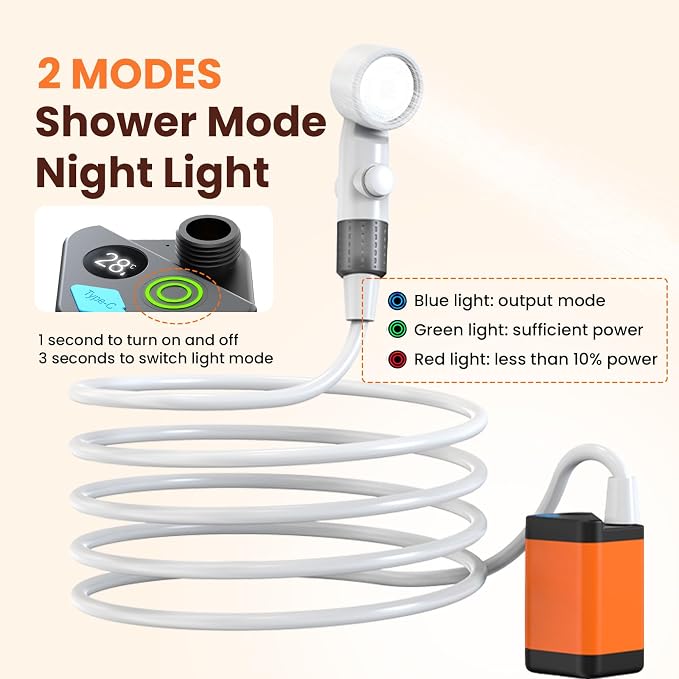Portable Camping Shower Outdoor Camp Shower Pump, Upgrade Rechargeable Electric - Image 6