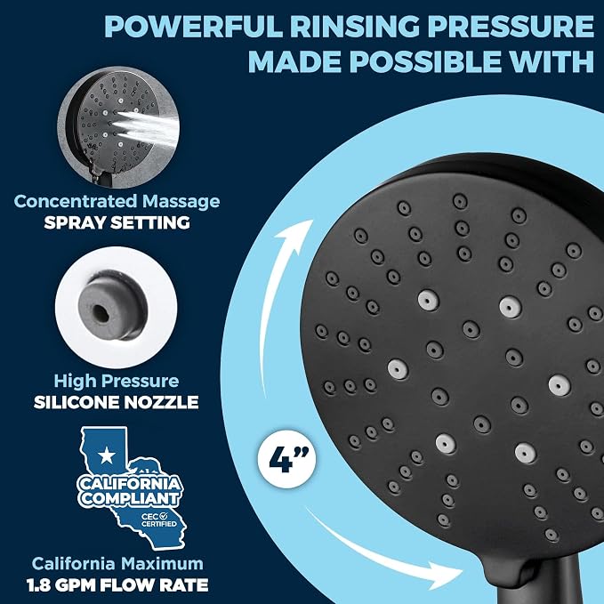 HammerHead Showers® Solid Metal 3-Spray Handheld Shower Head - Image 4